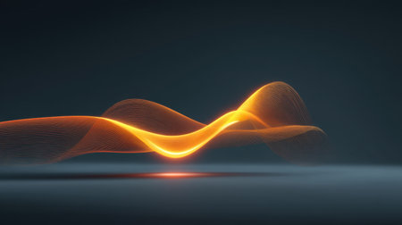 Vibrant abstract light waves in glowing orange gracefully flow against a dark backdrop, creating a visually striking and modern aesthetic for various creative projects.の素材