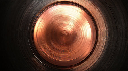 This image showcases a mesmerizing abstract texture of copper with swirling patterns and a smooth surface, ideal for projects focused on industry and modern art.の素材