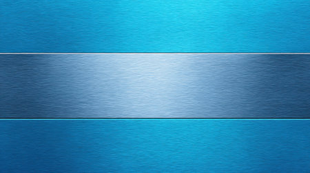 A stunning gradient blue metal texture featuring a shimmering silver stripe, perfect for backgrounds, designs, and creative projects in various mediums.の素材