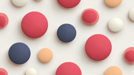 A striking collection of colorful geometric circles scattered across a clean background, perfect for use in creative projects, marketing materials, and modern art displays.の素材