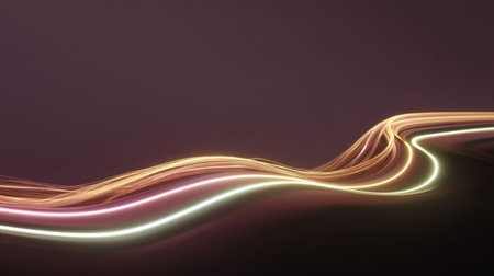 An artistic representation of flowing light trails in soft pastel colors, creating a serene wave-like pattern that evokes emotions of calmness and creativity.の素材