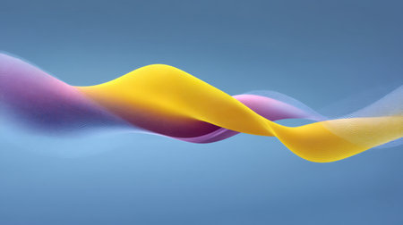 A vibrant image showcasing flowing waves of colors in a gentle gradient, blending shades of blue, pink, purple, and yellow, perfect for creative projects.の素材
