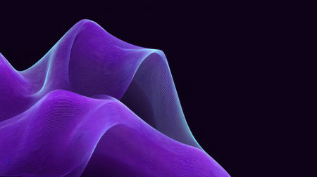 Explore the beauty of this abstract representation featuring flowing wave patterns in purple and blue shades, perfect for various creative art projects and digital designs.の素材