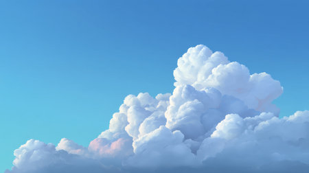 This image showcases a stunning arrangement of fluffy clouds against a bright blue sky, embodying serenity and beauty in nature, ideal for landscape projects.の素材