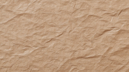 A close-up of crumpled brown paper showcasing a detailed and textured surface. Ideal for backgrounds in crafts, designs, packaging, or creative projects.の素材