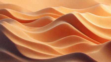 This image captures smooth, undulating fabric in soft peach hues, showcasing a serene wave-like texture perfect for design, backgrounds, or artistic projects.の素材