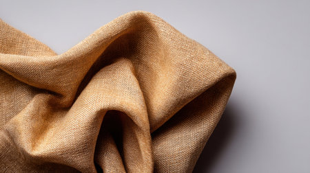 A close-up image of textured golden fabric, elegantly draped to display its rich surface and natural fibers, ideal for fashion or interior design projects.の素材
