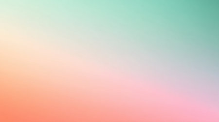 This image features a soft abstract color gradient background, showcasing a smooth transition of light coral, mint green, and aquamarine hues, ideal for various creative projects.の素材