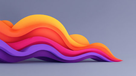 A vivid arrangement of colorful waves created with gradients of orange, pink, and purple. This modern abstract piece is perfect for design themes and creative projects.の素材