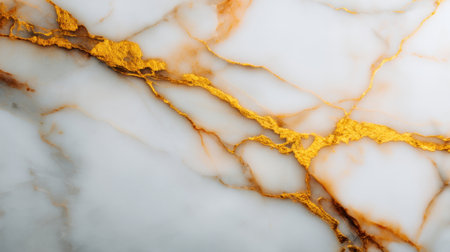 This stunning marble surface features delicate golden veins running through a smooth white base, perfect for sophisticated design, decor, and artistic photography.の素材