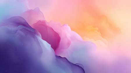 Soft abstract illustration featuring swirling pastel colors of pink, purple, orange, and blue. Ideal for backgrounds and creative projects seeking a dreamlike atmosphere.の素材