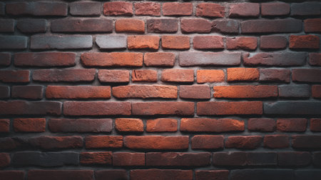 This close-up image showcases a textured red brick wall that is ideal for architecture, construction, and interior design projects with its unique shading and depth.の素材