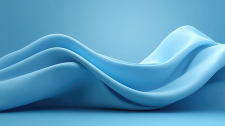 A serene blue fabric gently undulates, creating a soft and elegant scene perfect for themes of minimalism, interior design, and artistic expression in various projects.の素材