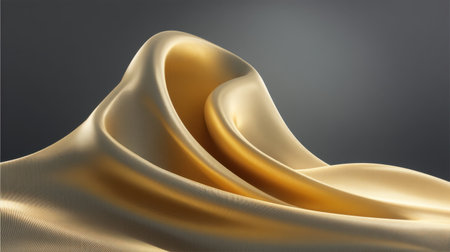 A captivating image of elegant golden silk fabric draped softly, showcasing smooth curves and a vibrant texture, ideal for adding a touch of luxury to any project.の素材