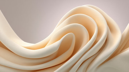 A mesmerizing wave of soft beige fabric showcasing smooth texture and gentle flow, perfect for backgrounds in fashion or interior design concepts.の素材