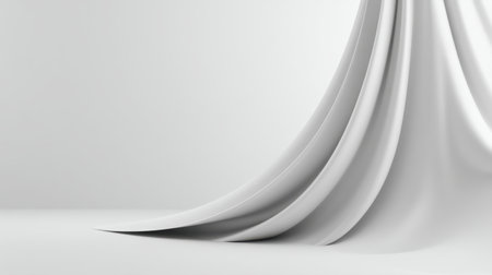 A beautiful image of elegant white fabric drapery, gently flowing and creating soft shadows, perfect for backgrounds in art and design projects.の素材