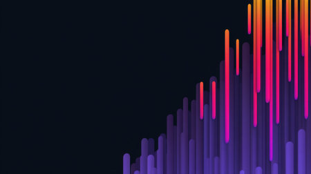 This striking abstract background features vibrant vertical lines in dynamic colors, perfect for themes in technology and creativity. Ideal for various design projects.の素材
