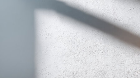 This image features a minimalist backdrop showcasing a soft shadow on a textured white wall. Ideal for modern design projects, art displays, and creative works.の素材
