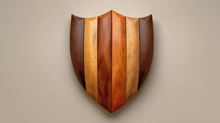A beautifully crafted wooden shield showcasing various shades and textures appeals to art lovers and enhances any living space with its stunning design and craftsmanship.の素材