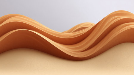 Soft undulating forms create a serene visual experience in warm peach and cream tones, perfect for modern design concepts, backgrounds, and artistic projects.の素材
