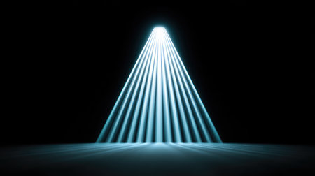 A captivating visual of a single bright light beam radiating soft rays in a dark setting, perfect for artistic projects or background applications.の素材