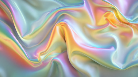 This beautiful iridescent satin fabric features soft pastel hues and a smooth texture, perfect for backgrounds, design projects, or elegant presentations.の素材