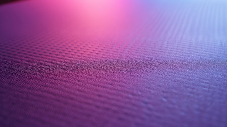 This image captures a close-up of a textured surface, showcasing intricate patterns illuminated by soft shades of purple and pink, creating a modern and artistic vibe.の素材
