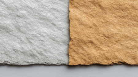 Discover the beauty of textured handmade paper in distinct white and brown tones, perfect for art projects, stationery, and creative designs that inspire.の素材