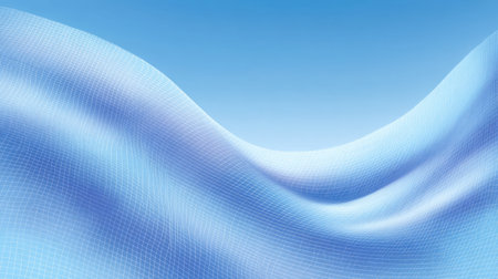 This abstract background features soft blue waves with a subtle grid pattern, creating a serene and tranquil atmosphere suitable for modern design projects.の素材