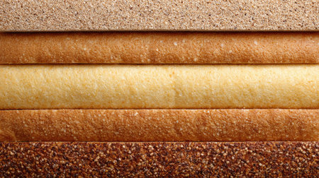 A stunning close-up image showcasing a range of colorful layers formed by different fine grains, including sand, sugar, and salt, presented in natural tones.の素材