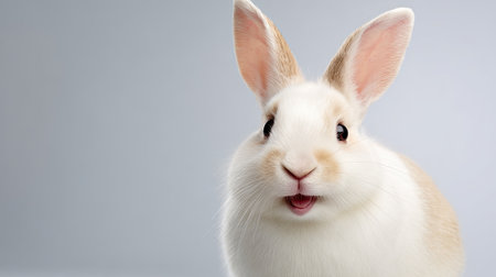 This charming rabbit showcases a gentle demeanor with its bright eyes and playful expression. Perfect for projects that highlight nature or affectionate pets.の素材