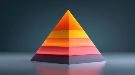 A captivating pyramid sculpture with layered colors brings a bold artistic touch, perfect for modern decor and creative design projects in various environments.の素材