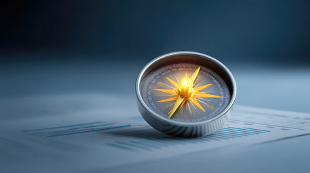 A golden compass resting on a financial document highlights the importance of direction and guidance in navigating business and investment decisions effectively.の素材
