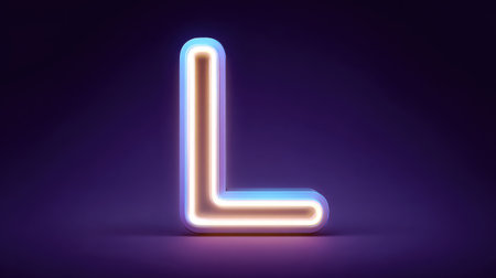 A striking neon letter L with a colorful glow, perfect for modern projects, branding, creative designs, or unique aesthetic purposes that stand out beautifully.の素材