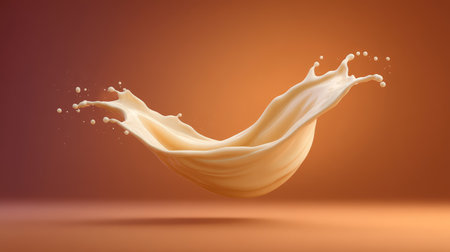 This captivating image showcases a creamy liquid splash, frozen in time against a soft gradient backdrop, emphasizing elegance and dynamic movement in abstract art.の素材