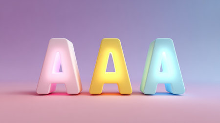 Colorful neon letters A lit on a soft pastel background, perfect for modern design projects and creative endeavors. This illustration captures a playful and vibrant aesthetic.の素材