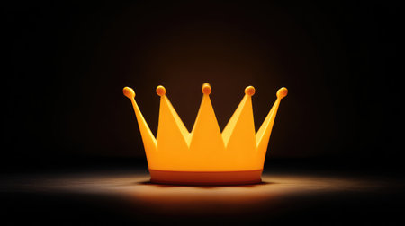 A vibrant yellow crown illuminated against a dark background, symbolizing royalty and achievement. This image exudes elegance and power, ideal for inspiring designs and creative concepts.の素材