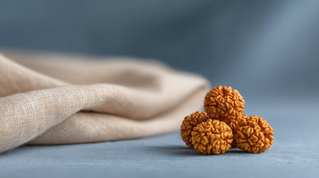 This image features three colorful decorative balls arranged artistically on a soft fabric surface, showcasing a modern aesthetic with engaging colors and textures.の素材