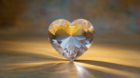 A captivating heart-shaped crystal showcasing brilliant facets and soft highlights, perfect for themes of love, romance, or decorative art pieces in any setting.の素材
