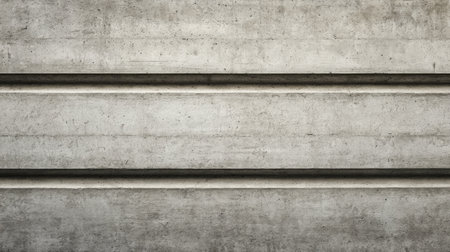 A close-up view of a textured concrete wall featuring horizontal stripes, perfect for use in modern architectural and interior design projects, offering an industrial aesthetic.の素材
