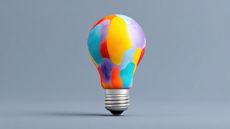 A vibrant and artistic light bulb design featuring a mix of colors that brings creativity and brightness, perfect for modern interiors and innovative projects.の素材