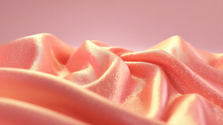 A close-up of soft coral silk fabric, featuring elegant drapes and a subtle shine that adds a touch of luxury and sophistication to any creative project or design.の素材
