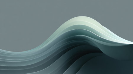 This image features elegant abstract waves with soft curves in serene shades of blue and green, ideal for various design purposes, enhancing modern digital aesthetics.の素材