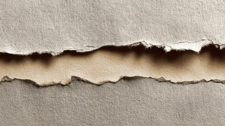 This image features a torn paper texture background with two layers displaying uneven edges. Perfect for creative projects, design use, and artistic expressions.の素材