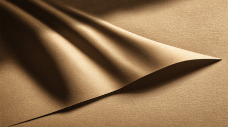 This stock photo captures the elegance of light brown paper, revealing soft curves and intricate shadows in a minimalist aesthetic, perfect for design projects.の素材
