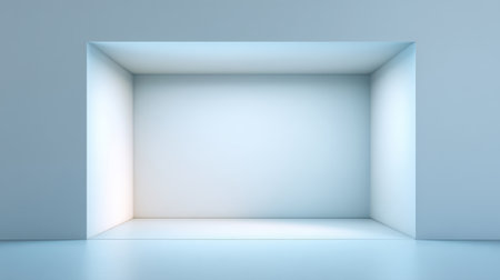 A minimalist interior setting featuring an empty wall space illuminated by soft lighting. Ideal for artistic displays, presentations, or product showcases in modern design.の素材