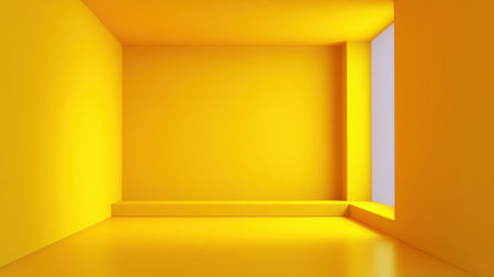 A vibrant yellow interior offers a clean and modern backdrop, perfect for creative projects, interior design inspiration, or showcasing minimalistic aesthetics.の素材