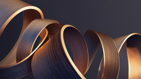 An artistic representation featuring smooth and elegant ribbons with a glossy finish. This modern abstract design adds beauty and creativity to any project or decor.の素材