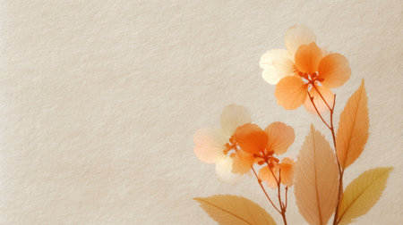 A beautiful arrangement of delicate orange flowers set against a soft, neutral background, ideal for decorating spaces or inspiring art projects with a natural touch.の素材