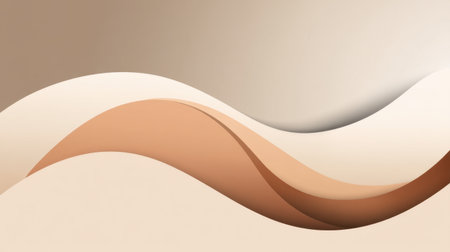 This illustration features soft, flowing abstract waves in warm beige and brown tones. Perfect for digital backgrounds, textures, and modern design projects.の素材